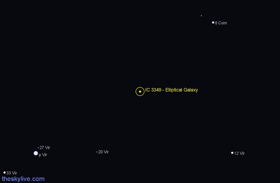 Finder chart IC 3349 - Elliptical Galaxy in Virgo star