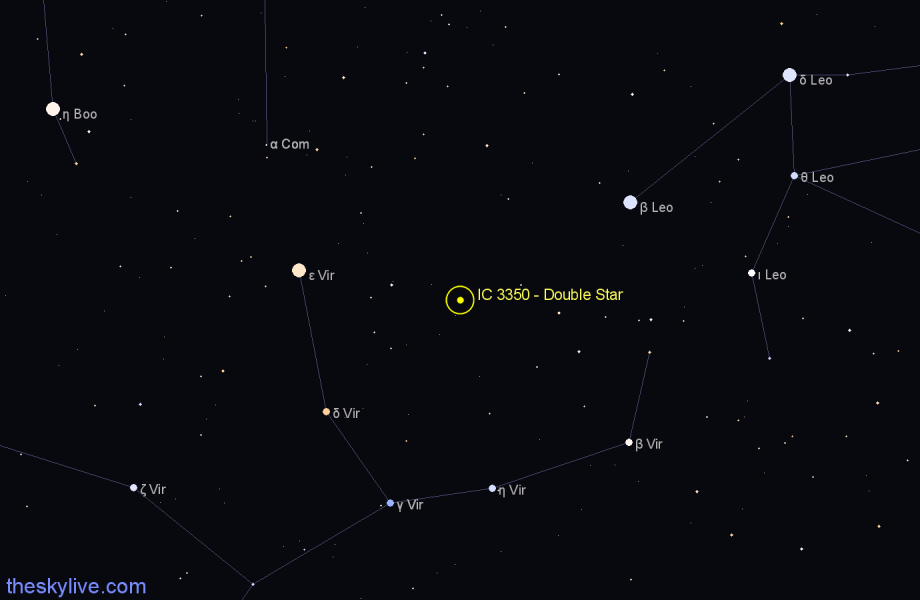 Finder chart IC 3350 - Double Star in Virgo star