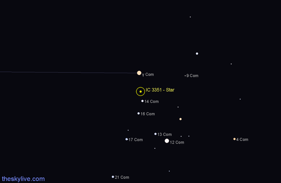 Finder chart IC 3351 - Star in Coma Berenices star