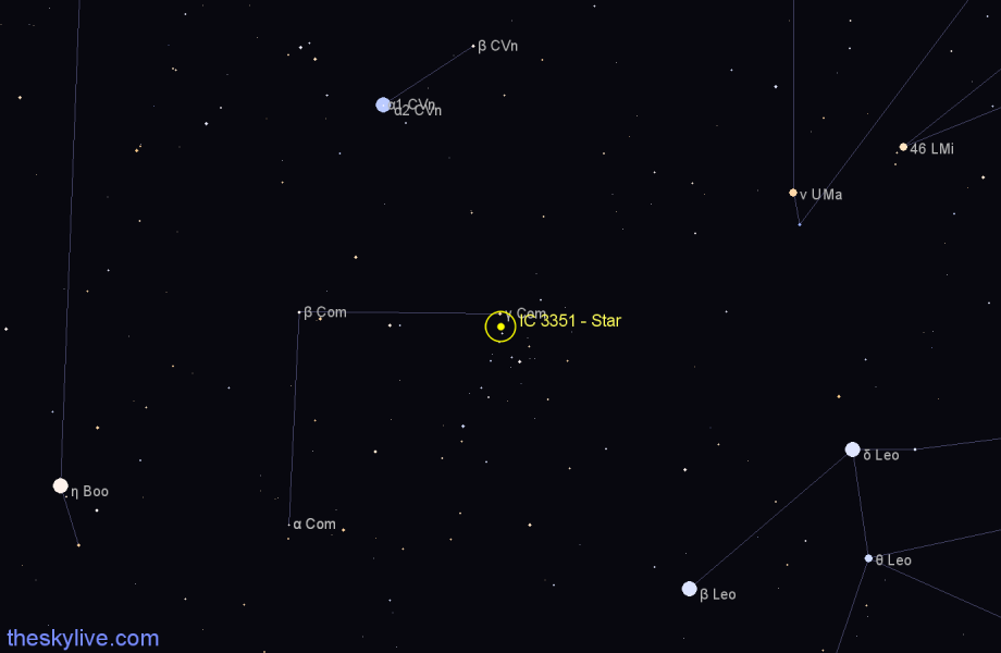 Finder chart IC 3351 - Star in Coma Berenices star