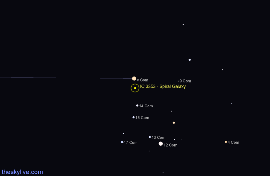 Finder chart IC 3353 - Spiral Galaxy in Coma Berenices star