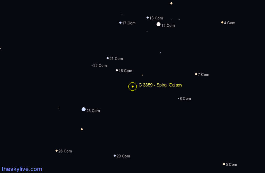 Finder chart IC 3359 - Spiral Galaxy in Coma Berenices star