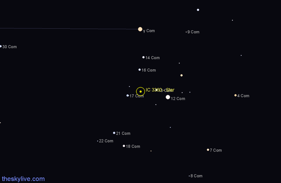 Finder chart IC 3360 - Star in Coma Berenices star