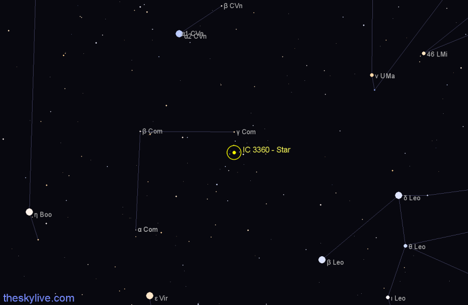 Finder chart IC 3360 - Star in Coma Berenices star