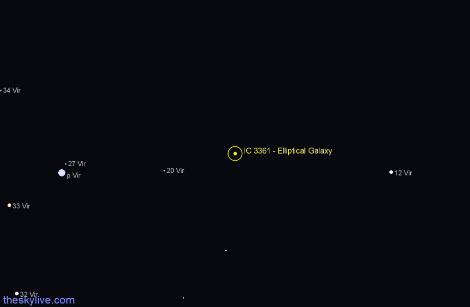 Finder chart IC 3361 - Elliptical Galaxy in Virgo star