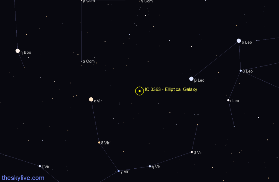 Finder chart IC 3363 - Elliptical Galaxy in Virgo star