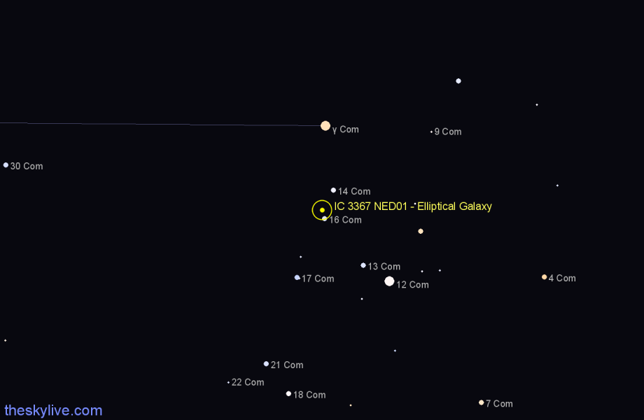 Finder chart IC 3367 NED01 - Elliptical Galaxy in Coma Berenices star