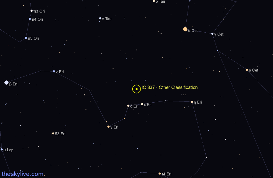 Finder chart IC 337 - Other Classification in Eridanus star
