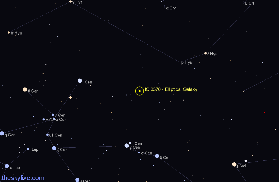 Finder chart IC 3370 - Elliptical Galaxy in Centaurus star