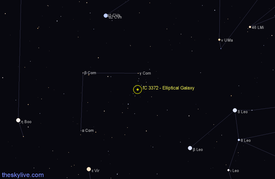 Finder chart IC 3372 - Elliptical Galaxy in Coma Berenices star