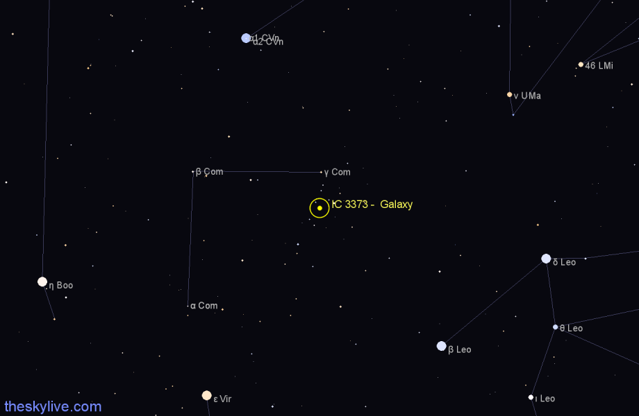 Finder chart IC 3373 - Galaxy in Coma Berenices star