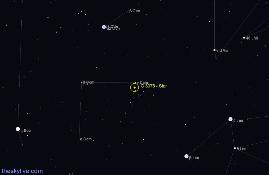 Finder chart IC 3375 - Star in Coma Berenices star