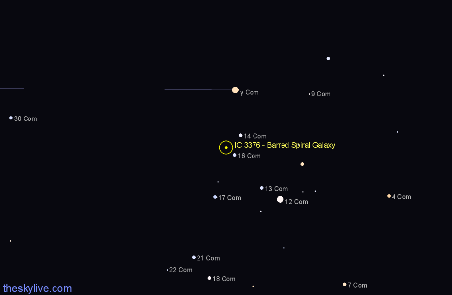 Finder chart IC 3376 - Barred Spiral Galaxy in Coma Berenices star