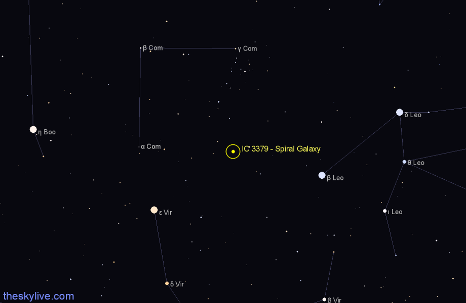 Finder chart IC 3379 - Spiral Galaxy in Coma Berenices star