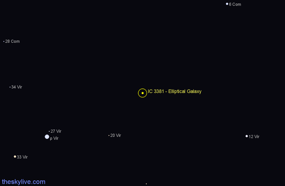 Finder chart IC 3381 - Elliptical Galaxy in Virgo star