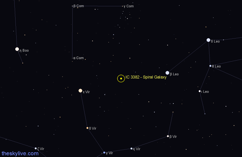 Finder chart IC 3382 - Spiral Galaxy in Coma Berenices star