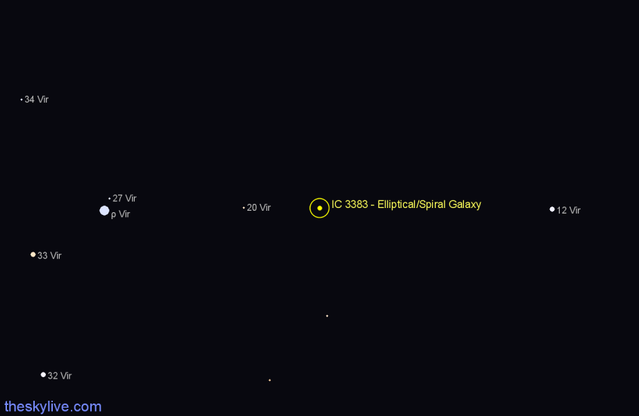 Finder chart IC 3383 - Elliptical/Spiral Galaxy in Virgo star