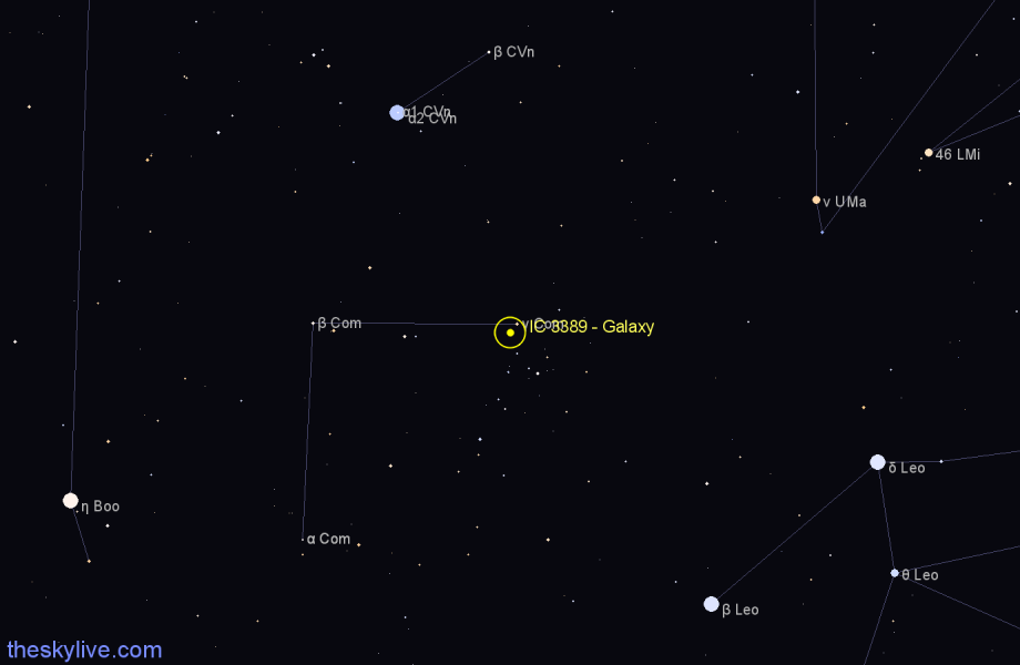 Finder chart IC 3389 - Galaxy in Coma Berenices star