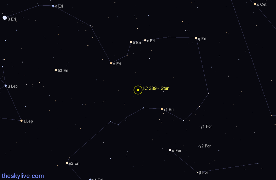 Finder chart IC 339 - Star in Eridanus star