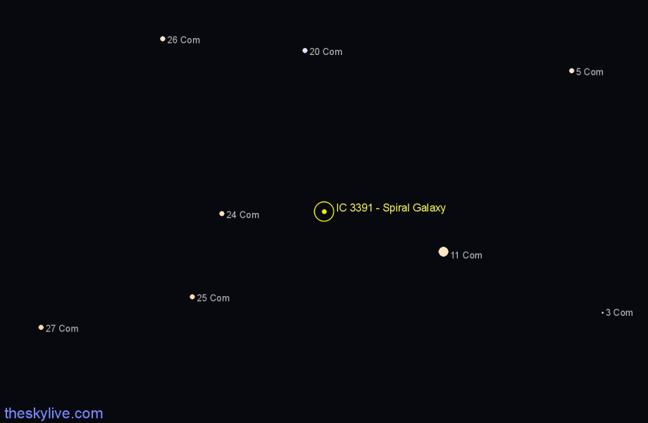 Finder chart IC 3391 - Spiral Galaxy in Coma Berenices star