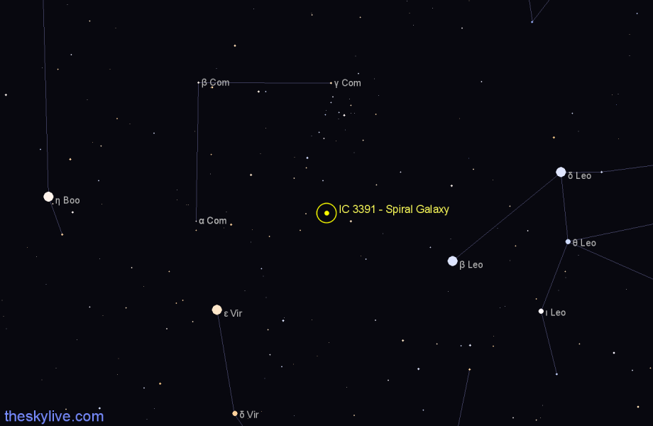 Finder chart IC 3391 - Spiral Galaxy in Coma Berenices star