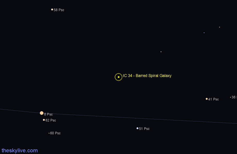 Finder chart IC 34 - Barred Spiral Galaxy in Pisces star