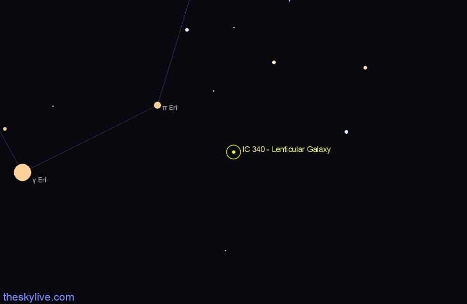 Finder chart IC 340 - Lenticular Galaxy in Eridanus star