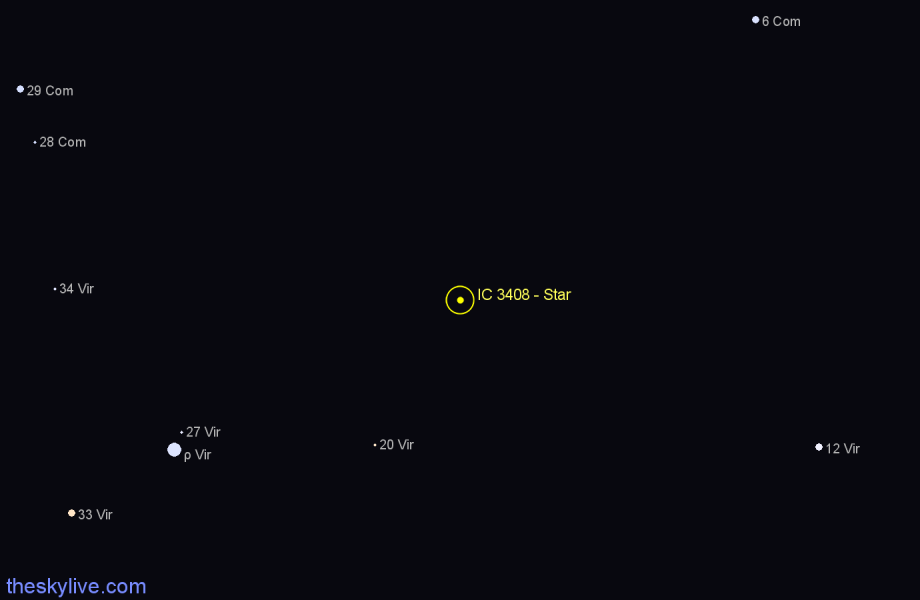 Finder chart IC 3408 - Star in Virgo star