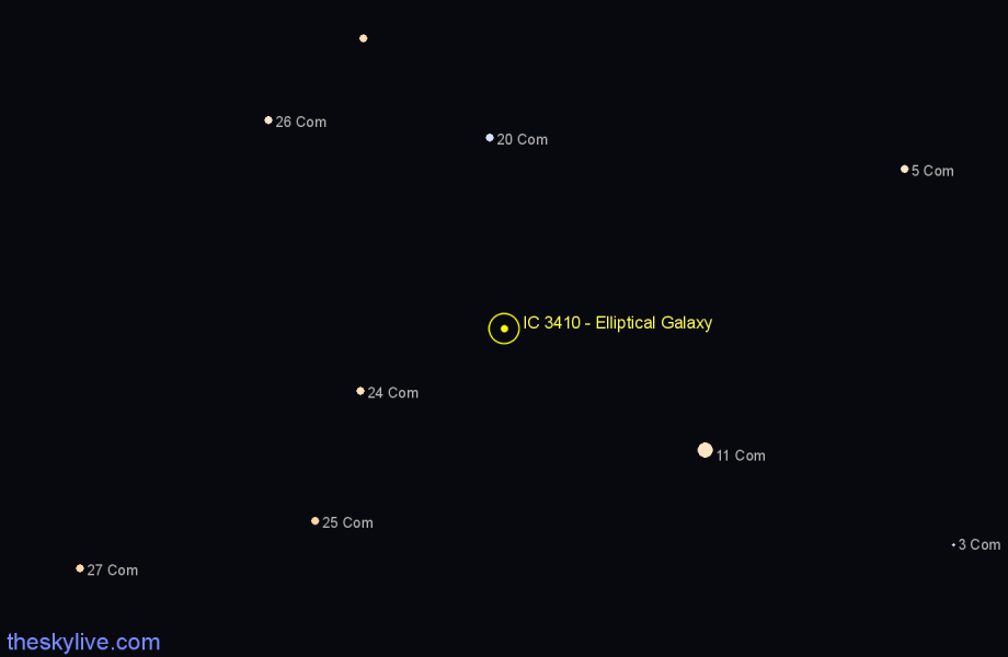 Finder chart IC 3410 - Elliptical Galaxy in Coma Berenices star