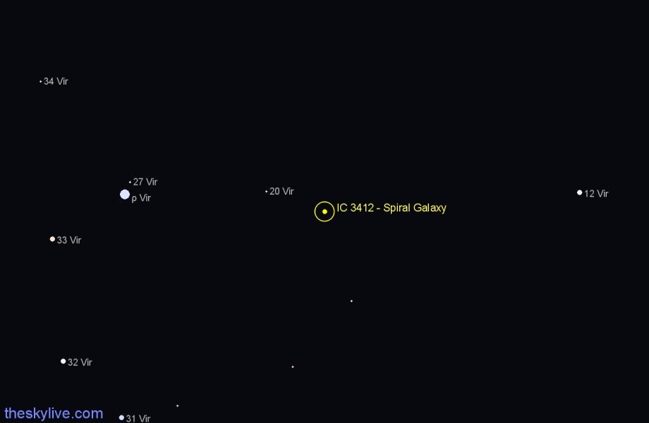 Finder chart IC 3412 - Spiral Galaxy in Virgo star