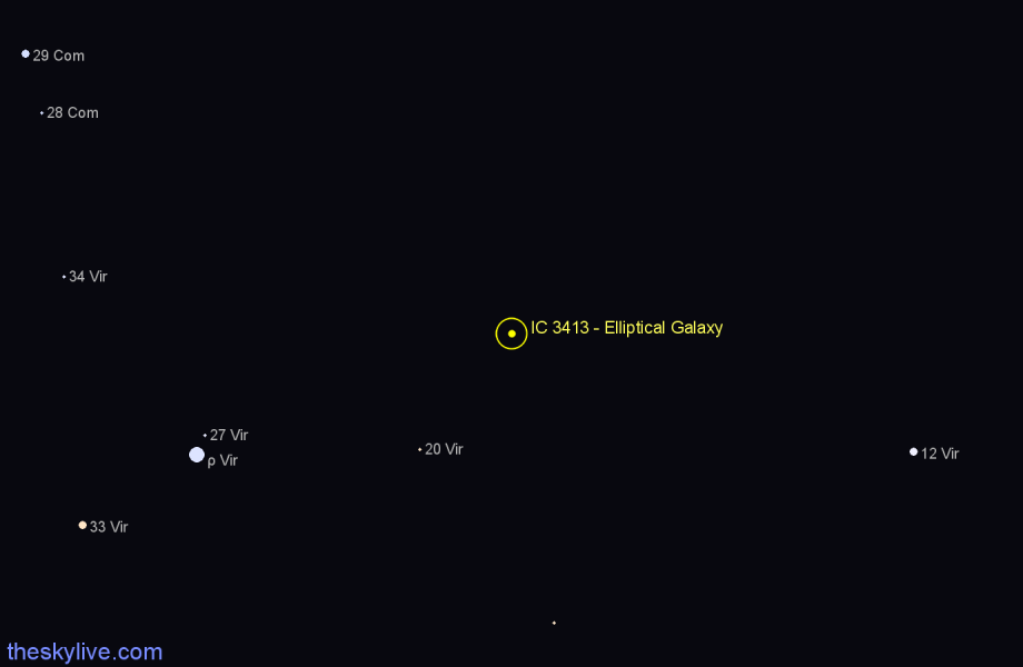 Finder chart IC 3413 - Elliptical Galaxy in Virgo star