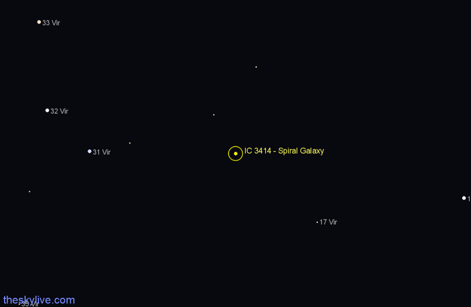 Finder chart IC 3414 - Spiral Galaxy in Virgo star