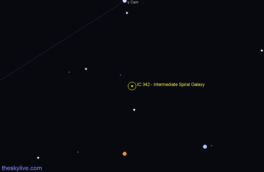 Finder chart IC 342 - Intermediate Spiral Galaxy in Camelopardalis star