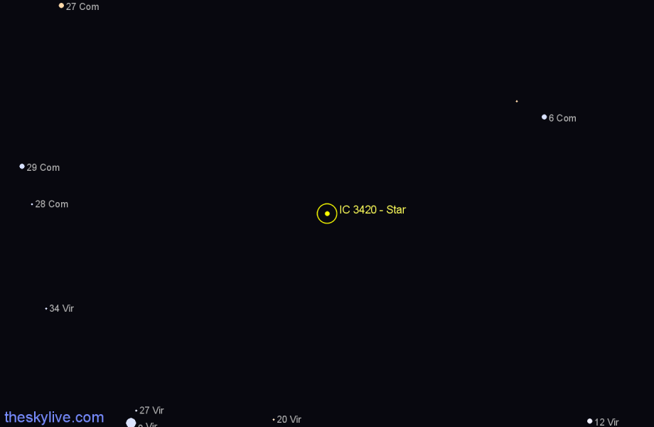 Finder chart IC 3420 - Star in Coma Berenices star