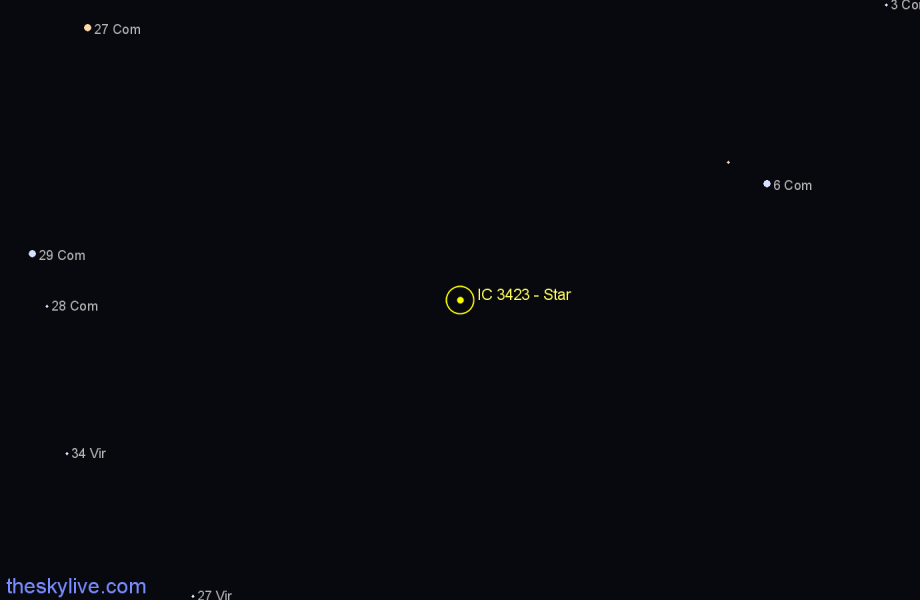 Finder chart IC 3423 - Star in Coma Berenices star