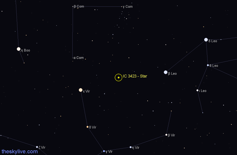 Finder chart IC 3423 - Star in Coma Berenices star