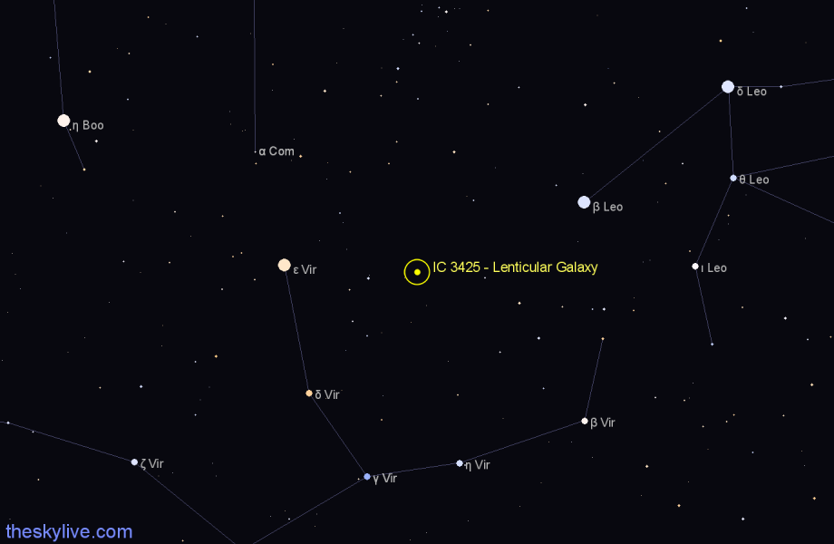 Finder chart IC 3425 - Lenticular Galaxy in Virgo star