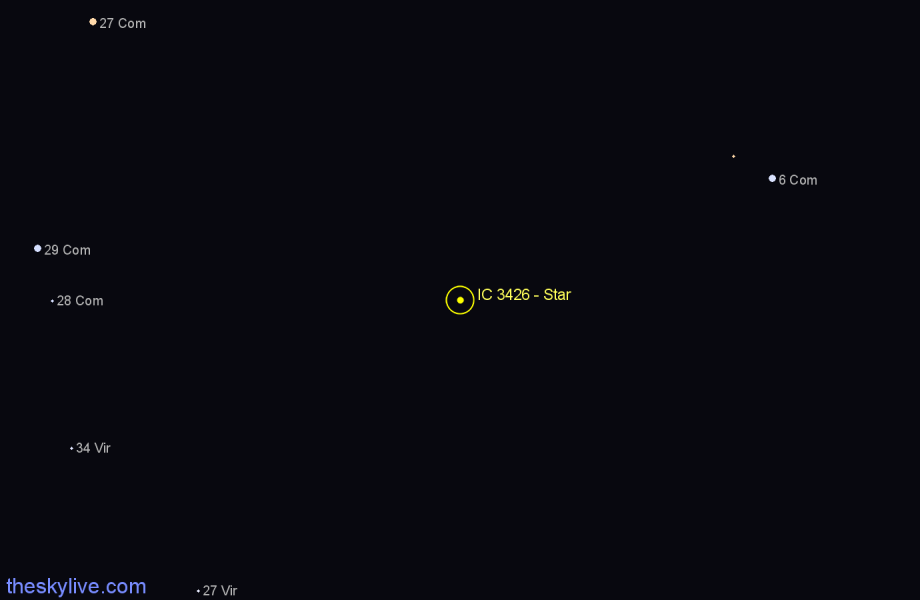 Finder chart IC 3426 - Star in Coma Berenices star