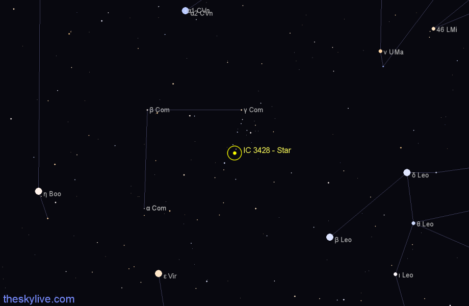 Finder chart IC 3428 - Star in Coma Berenices star