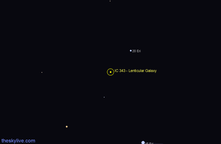 Finder chart IC 343 - Lenticular Galaxy in Eridanus star