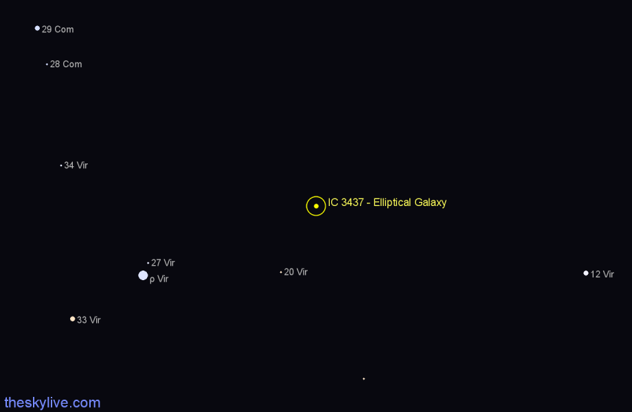 Finder chart IC 3437 - Elliptical Galaxy in Virgo star