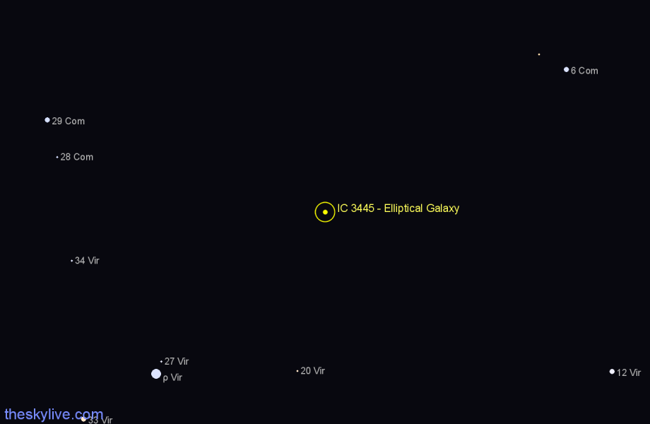 Finder chart IC 3445 - Elliptical Galaxy in Virgo star