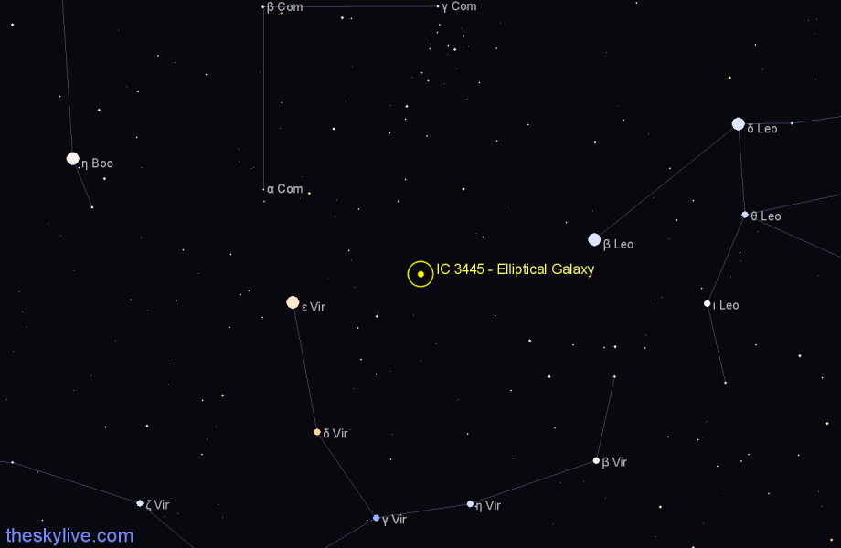 Finder chart IC 3445 - Elliptical Galaxy in Virgo star