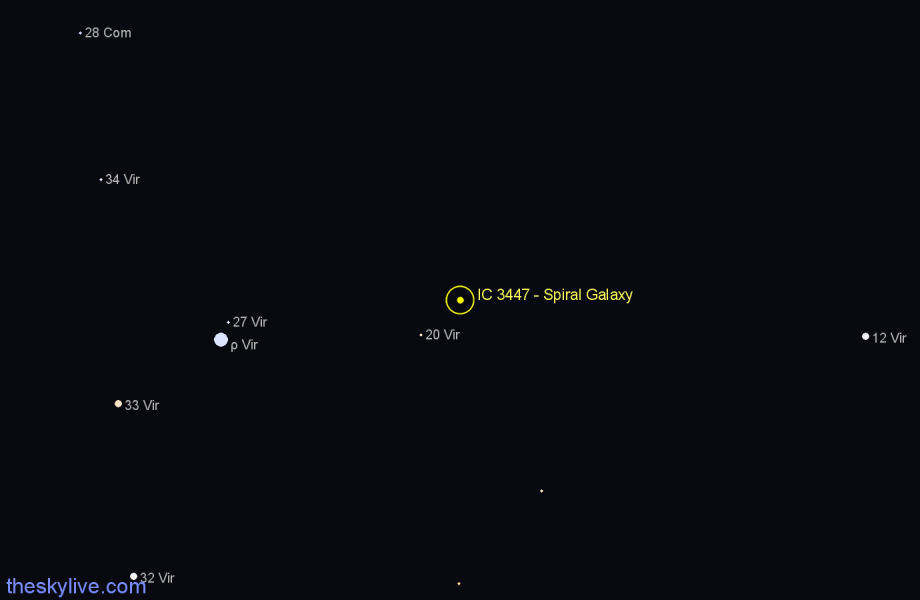 Finder chart IC 3447 - Spiral Galaxy in Virgo star