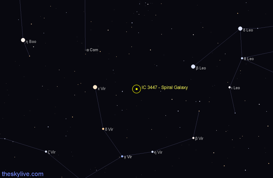 Finder chart IC 3447 - Spiral Galaxy in Virgo star