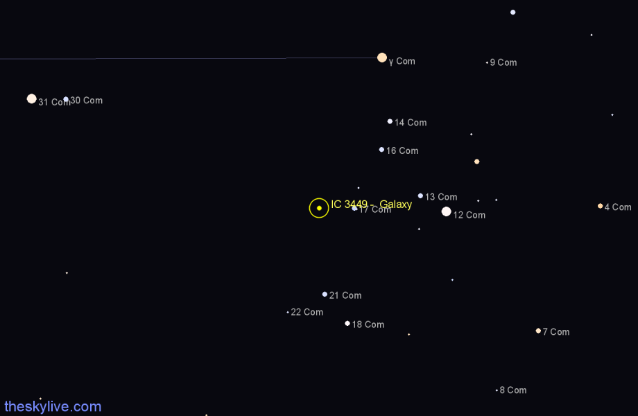 Finder chart IC 3449 -  Galaxy in Coma Berenices star