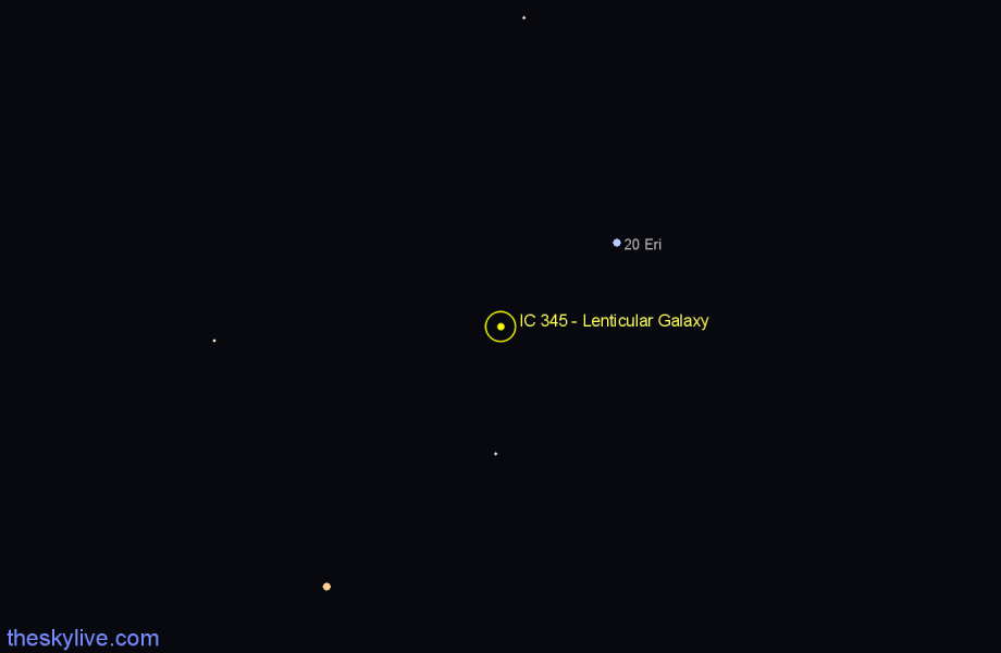 Finder chart IC 345 - Lenticular Galaxy in Eridanus star