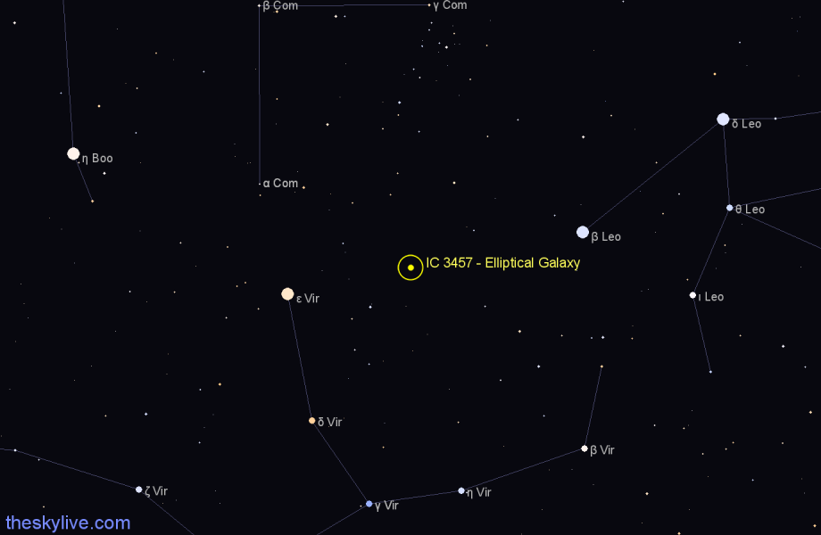 Finder chart IC 3457 - Elliptical Galaxy in Virgo star