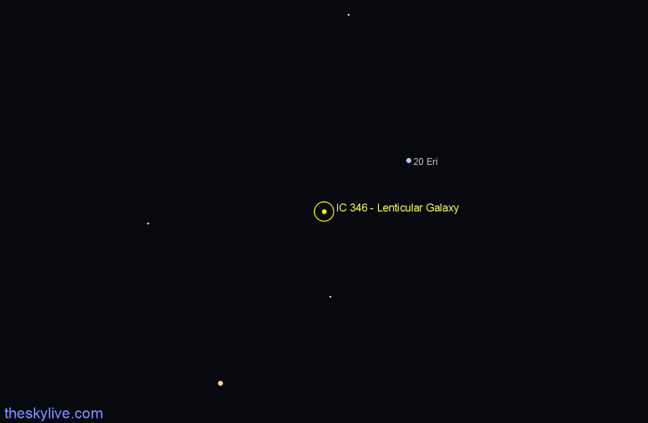 Finder chart IC 346 - Lenticular Galaxy in Eridanus star