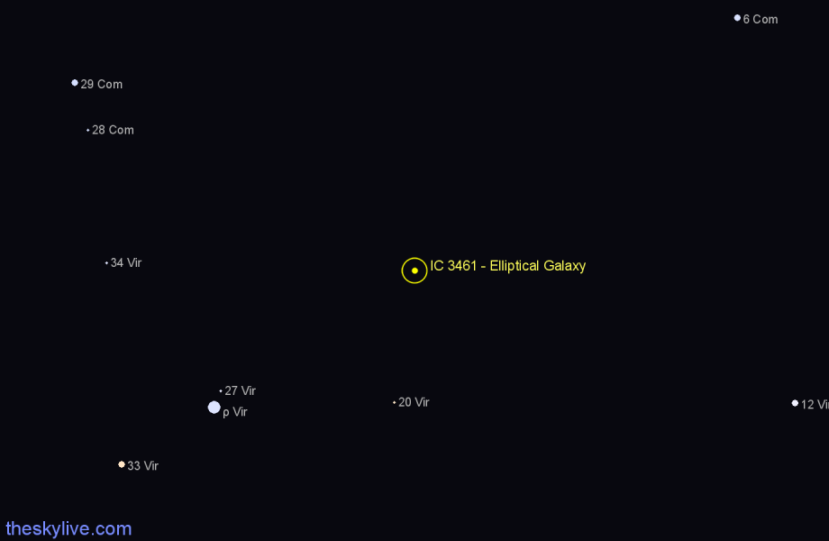 Finder chart IC 3461 - Elliptical Galaxy in Virgo star